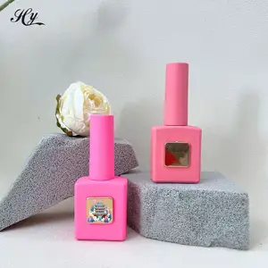 Hanya 2024 Hot Selling Square Shape 10ml 12ml 15ml Uv Gel Polish Empty Nail Polish Bottle With Cap And Brush