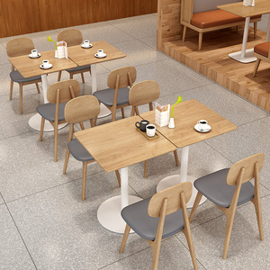 North Restaurant <b>Table</b> Chair Set Wooden Booth Sofa For Cafe Tea Shop Reading Area - Product Image 4