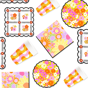 DAMAI - Juego de Vajilla Desechable con Diseño de Flores Silvestres para Fiestas, Platos de Papel, Vasos de Papel, Servilletas para Bodas - Product Image 4