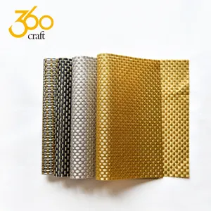 Eco Friendly Gold Pvc Plastic Woven Placemats And Coasters For Dining Table