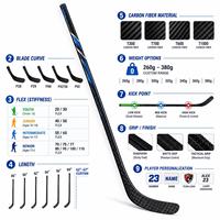 Queue de hockey sur glace en fibre de carbone personnalisée en usine, motif personnalisé, ultra-légère, flexibilité : 20-105