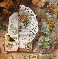 Livre d'autocollants vintage, 20 feuilles, pour scrapbooking, plantes, animaux, animaux de compagnie, auto-adhésifs