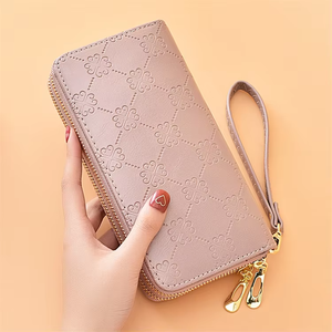 Portefeuille de voyage professionnel long en cuir PU, motif lettre brodé personnalisé, fermeture éclair, doublure en polyester imperméable - Product Image 6