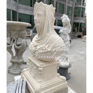 Busto de Mármol Griego Antiguo <span class=keywords><strong>en</strong></span> Oferta, <span class=keywords><strong>Escultura</strong></span> de Busto de Dama Velada <span class=keywords><strong>con</strong></span> Pedestal - Product Image 3