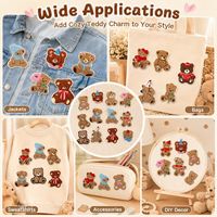 Patchs brodés thermocollants et à coudre en peluche, motifs ours en peluche, ruban brodé, fleur, pomme, éclair, pull, bavoir, étoile