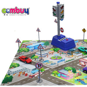 Voiture électrique en alliage, carte de villes du monde, automobile, jouet pour enfants, lumière de circulation, nouveauté - Product Image 5