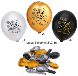 ลูกโป่งฟอยล์แชมเปญปี 2026 ลูกโป่งพิมพ์ลายคอนเฟตติ แว่นตา อุปกรณ์ประกอบฉากถ่ายรูป ของเล่นเสียงดัง ริบบิ้น สำหรับงานปาร์ตี้ฉลองปีใหม่ - Product Image 5