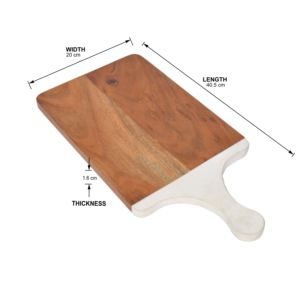 Planche à découper en bois d'acacia avec manche en émail Planche de service à pizza Planche à découper en bois Blocs à découper - Product Image 4