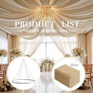 Kit de draperie de plafond vert sauge, 6 rideaux en voile <span class=keywords><strong>suisse</strong></span> de 20 pieds avec anneaux de suspension de 60 cm - Product Image 2