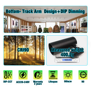 Luz de Riel LED COB de 7W-30W, DIP-CCT Seleccionable, CRI90, Controlador No Aislado, Estándares de la UE (CE EMC RoHS), 2 Años de Garantía - Product Image 4