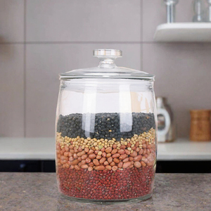 Bocaux de rangement en verre épais contemporains, grande ouverture, 2L-20L, étanches et anti-humidité, pour aliments secs et riz, vente en gros - Product Image 3
