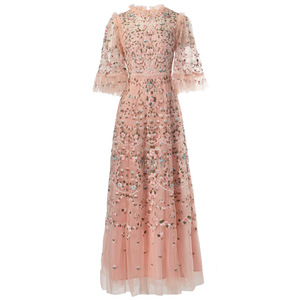 Heavy Work Luxury Embroidery Beaded Flying Sleeve Women's Gowns Dresses Fashion - Product Image 3