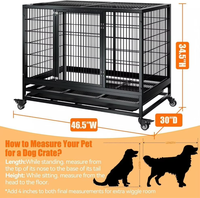 Cage pour chien en fil de fer robuste avec roues et plateau amovible, conception solide, anti-évasion, grande cage pour chien, emballée