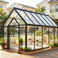 Véranda en verre sur mesure HUACAI avec cadre en aluminium et verre trempé, jardin d'hiver pour villa