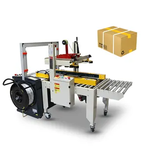 FXJ-5050 Automatic Adhesive Tape Carton Box Sealing MH-301 PP Belts Strapping Packaging Machine