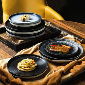 Thanh Lịch Thiết Kế Cổ Điển Không Độc Hại Mô Hình Rắn Vòng Tấm Gốm Đặt 6 Kích Thước Cho Bữa Ăn Sáng Nhà Hàng Phương Tây Bữa Ăn Bên - Product Image 3