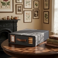 Panier de rangement pliable et empilable en tissu Oxford avec poignée, design moderne, 38x32x11.5cm, pour le rangement sous le lit
