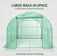 Serre tunnel autoportante avec bâche en PE, porte enroulable et fenêtres d'aération pour la culture de plantes en jardin