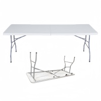 Table pliante rectangulaire en MDF avec structure métallique, robuste, écologique, portable, pour la restauration en plein air, les fêtes, la restauration moderne