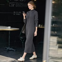 Robes et tricots pour femmes en laine élégante, taille plus, personnalisables, ODM, coupe droite simple, douces et chaudes, mi-longues, pour l'automne