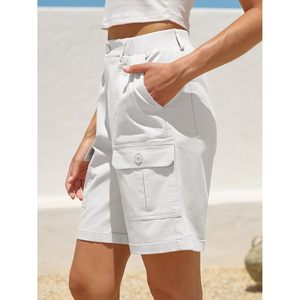 Pantalones Cortos Bermuda FOXA para Mujer, Cintura Alta, Estilo Cargo, 100% Algodón Canvas Transpirable, con 6 Bolsillos, Ropa Casual de Verano para Exteriores - Product Image 3