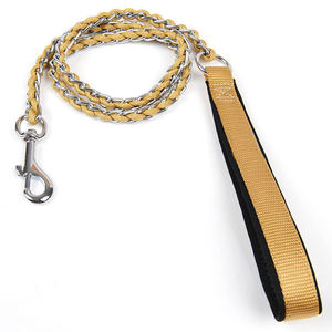 Correas de perro de cadena de color dorado y plateado de acero inoxidable con almohadilla de neopreno Mango de nailon para perros pequeños, medianos y grandes - Product Image 5