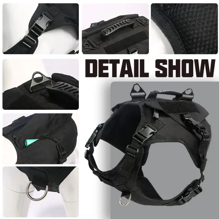 Harnais de dressage tactique pour chien sans traction en nylon de haute qualité harnais réfléchissant et respirant pour chien de grande taille vente en gros