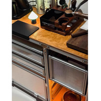 Meuble de rangement simple de style médiéval en acrylique pour café, avec profil en aluminium et panneau marin, buffet sur pied réglable