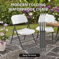 Chaise de salle à manger pliable moderne en plastique avec cadre métallique, imperméable et portable, pour cuisine extérieure, hôpital, villa, parc, jardin, chambre