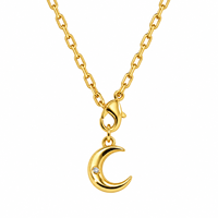 Collier en laiton plaqué or 18 carats avec pendentif lune et chaîne de rallonge, chaîne de clavicule, bijoux en gros