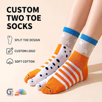 Chaussettes Tabi amusantes imprimées sur mesure, chaussettes en coton à deux orteils séparés, motif de dessin animé créatif, chaussettes japonaises pour tongs, OEM ODM