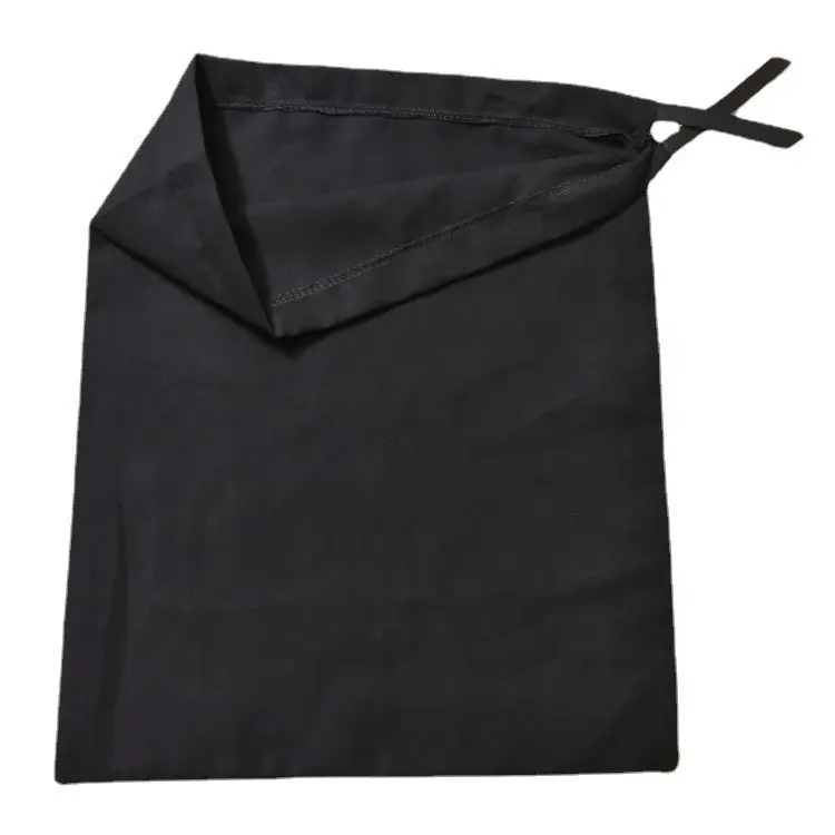 Sac à cordon simple en polyester noir vierge avec logo personnalisé imprimé poche de paquet
