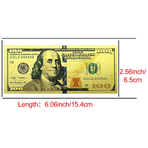 Cadeau farfelu : Faux billet de 100 dollars plaqué or 24 carats - Billets factices imperméables pour la magie, les casinos, les fêtes et les farces - Product Image 4