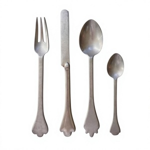 Ensemble de couverts classiques en métal avec finition mate, compatibles lave-vaisselle, pour mariage, fourchettes, couteaux, cuillères, argenterie faite à la main - Product Image 1