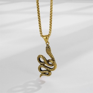 Collar con Colgante de Serpiente de Acero Inoxidable Plateado que No se Desvanece, con Cadena de Cuerda para Boda, Compromiso, Aniversario - Product Image 3