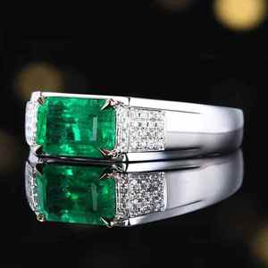 Anillo de piedra preciosa de esmeralda natural SGARIT Zambia de 1.56 quilates, joyería de oro de 18 quilates, diamante natural de 40 piezas de 0.1 quilates, certificado NGTC, joyería de lujo. - Product Image 2