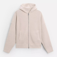 Nouvelle veste pull unisexe en coton à capuche, coupe classique, manches longues, tissée, unie, écologique, avec fermeture éclair, pour l'automne et l'hiver