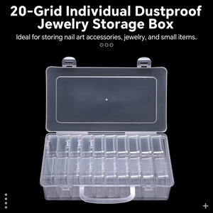 20-Grid Individual Dustproof Jewelry Organizer <b>Box</b> Multifunction Plastic Square Nail <b>Tools</b> <b>Storage</b> <b>Box</b> for Nail Art Accessories - Product Image 1