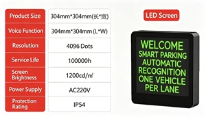 Pantalla LED para reconocimiento de matrículas 1920×1080, resistente al agua para exteriores, IP65, legible bajo la luz solar, color verde - Product Image 3