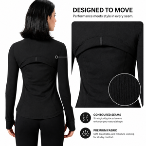 Conjunto Deportivo para Mujer, Chaqueta de Yoga con Cierre Dorado de Secado Rápido y Manga Larga, para Running y Yoga, desde Almacén en EE. UU. - Product Image 3