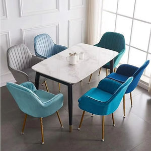 Ghế bành thoải mái nhà hàng hiện đại nhung bên ghế màu be nhà phòng khách đệm ghế ăn với chân kim loại vàng - Product Image 2