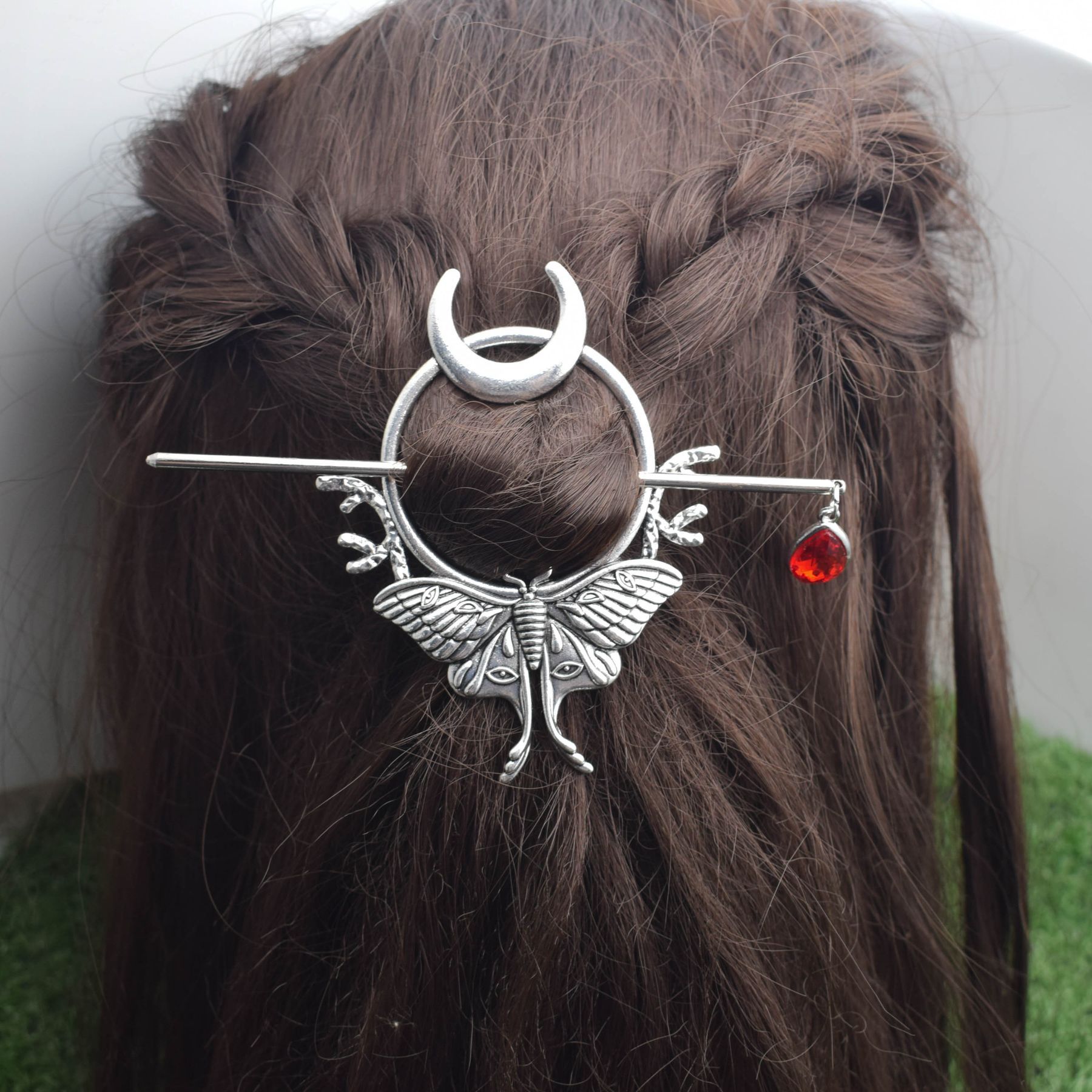 Vintage Crescent Moon Cloud Hair Barrette Witchy Moon Hair 