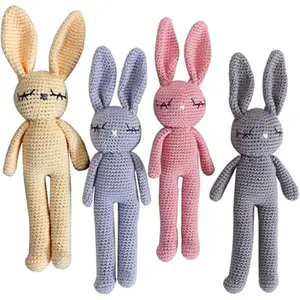 批发婴儿钩针绵羊Amigurumi 100% 手工兔子玩具棉安全钩针兔子给婴儿
