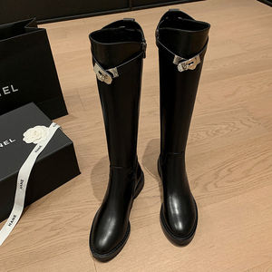 <span class=keywords><strong>Bottes</strong></span> hautes tendance pour femmes, fermeture éclair, bout pointu, talon aiguille, respirantes, confortables, souples, rehaussantes, toutes saisons - Product Image 1