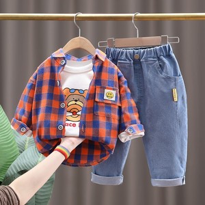 Completo Primaverile e Autunnale per Ragazzi, Set Casual a Tre Pezzi, Abiti alla Moda per Bambini, Completi a Quadri per Ragazzi, <span class=keywords><strong>Vestiti</strong></span> per Neonati con Cartoni Animati - Product Image 2