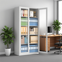 Armoire de classement de bureau à 5 niveaux en acier avec porte en verre, armoire de rangement en acier, armoire de classement en fer avec étagères réglables
