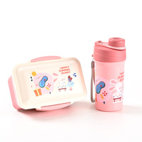 Dessin animé garçons filles 2 compartiments pique-nique tiffin récipient alimentaire sans bpa micro-ondes coffre-fort enfants école boîte à lunch et bouteille d'eau ensemble