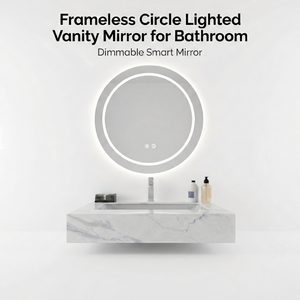 <span class=keywords><strong>Espejo</strong></span> baño Kingstin redondo sin marco LED inteligente, luz tocador, retroiluminación, antivaho, regulable - Product Image 1