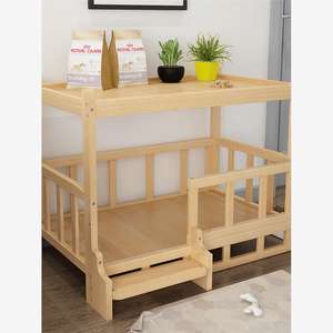 Modernes Etagenbett für Haustiere aus Massivholz für Hunde und Katzen, umweltfreundliches Loft-Haus mit Sicherheitsgeländer und belüftetem Design - Product Image 4