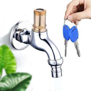 Outdoor Wall-Mounted Brass Bibcock Faucet Quick Open Garden <strong>Tap</strong> Anti-Theft Water <strong>Lock</strong> for Hotels Easy Installation - Product Image 1